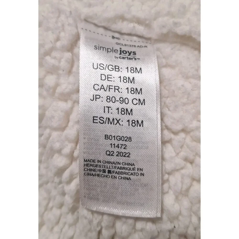 Carter’s Baby Girl Quilted Pink Bear Ear Hooded Jacket 18m